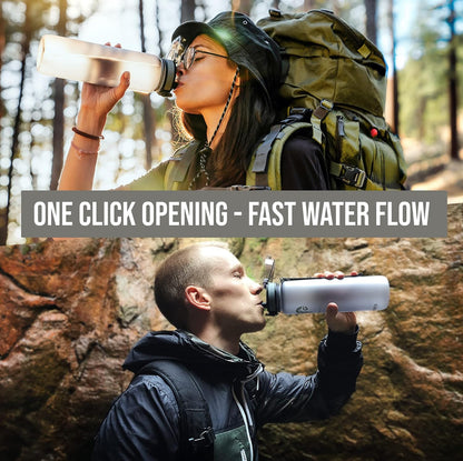 Sports Water Bottle (32oz, Gray) Fast Flow Flip Top Lid