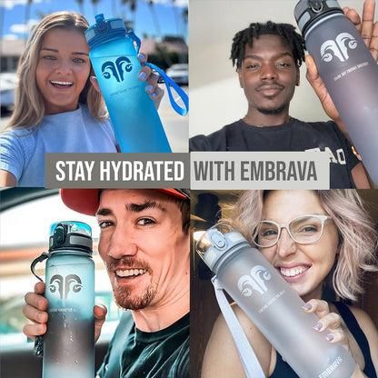 Sports Water Bottle (32oz, Gray) Fast Flow Flip Top Lid