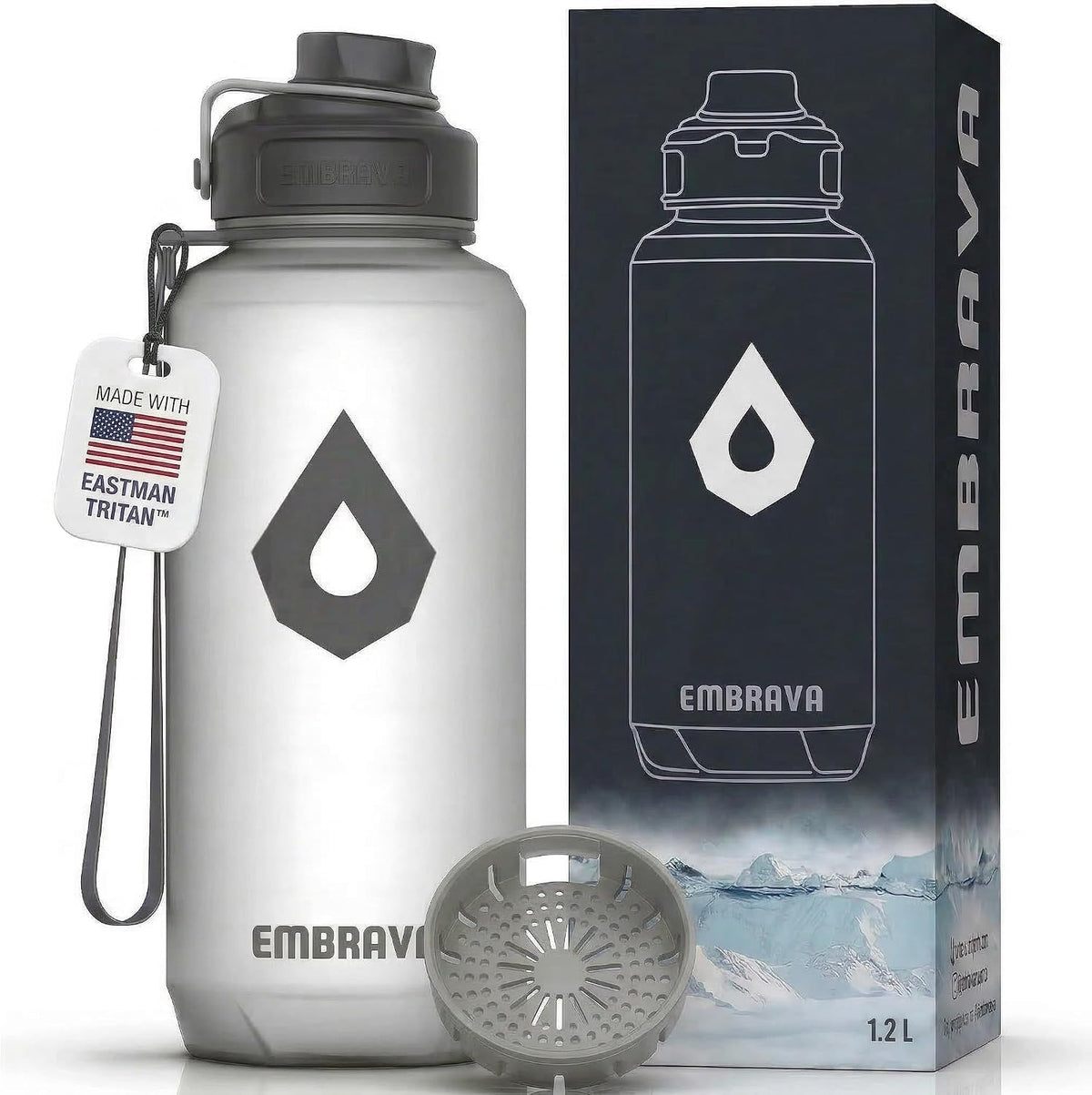 Sports Water Bottle (32oz, Gray) Fast Flow Flip Top Lid