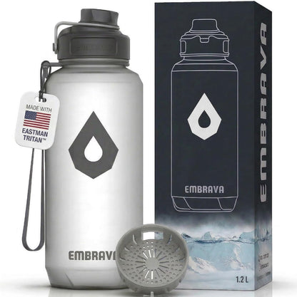 Sports Water Bottle (32oz, Gray) Fast Flow Flip Top Lid
