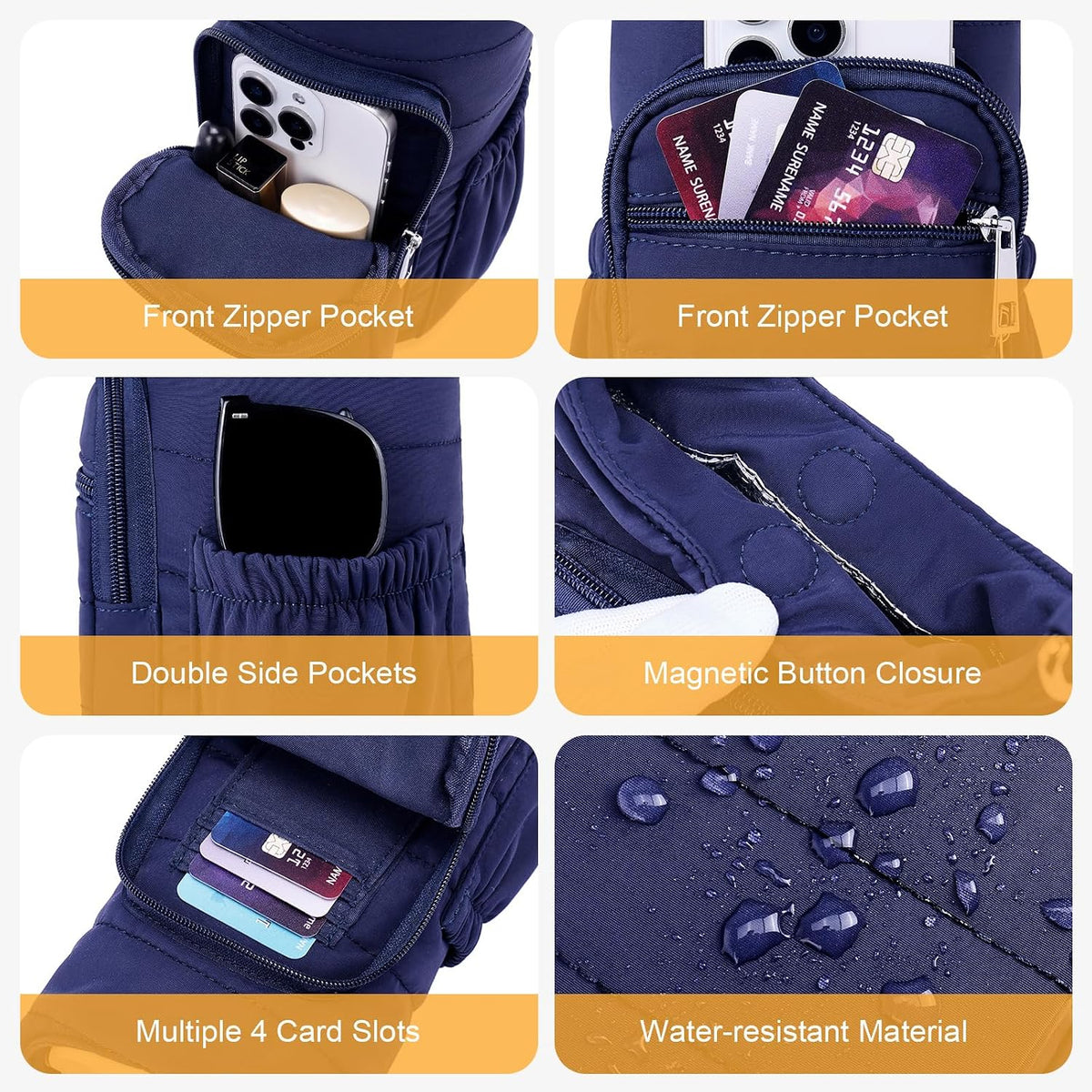 Water Bottle Bag 40 oz Crossbody Bag Insulated Carrier Purse Holder for Walking Hiking with Adjustable Strap