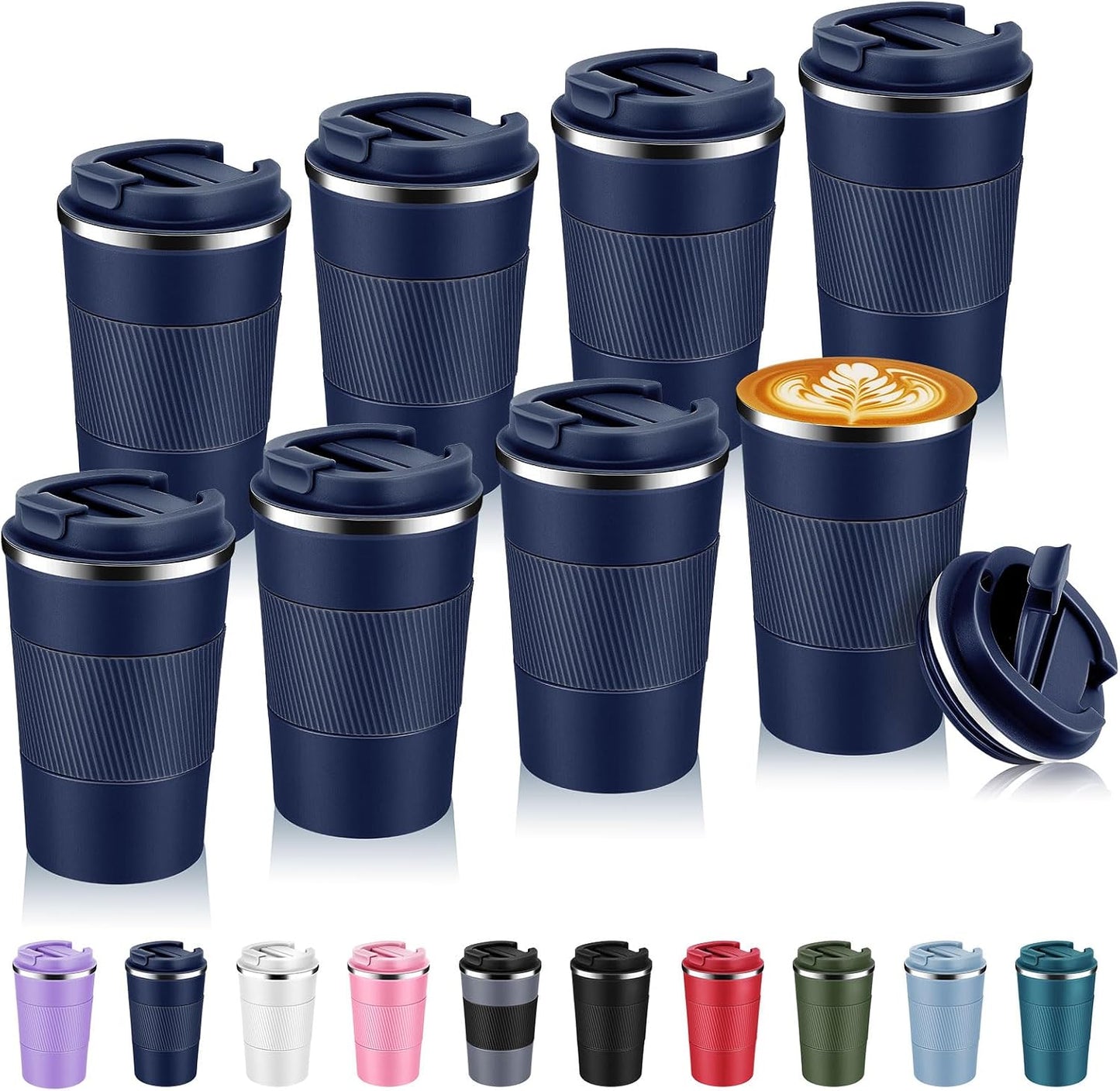 Volhoply 13 oz Stainless Steel Insulated Travel Coffee Mug with Fip Lid,Reusable Double Wall Vacuum Metal Coffee Cup,Portable to Go Leak Proof Cafe Thermal Tumbler for Hot & Cold Drinks(Gray,1)