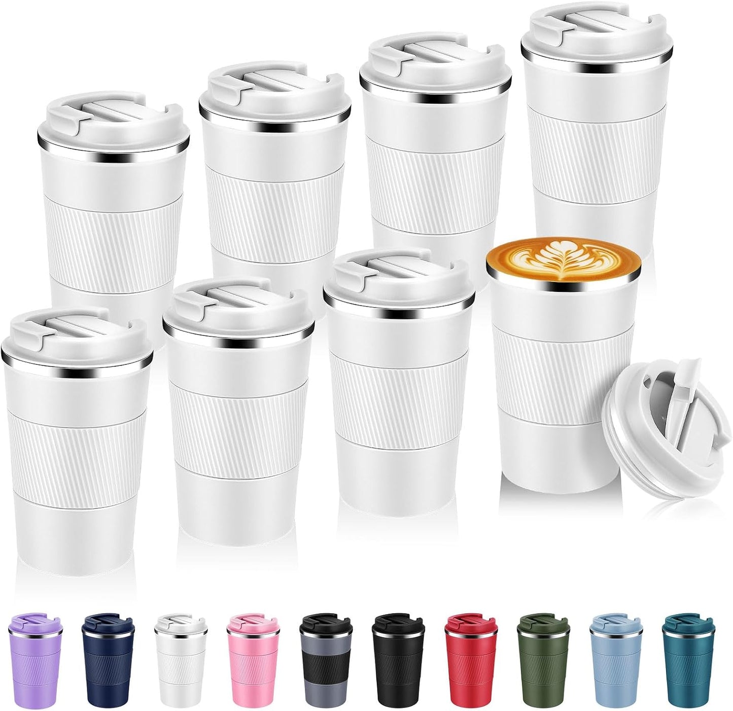 Volhoply 13 oz Stainless Steel Insulated Travel Coffee Mug with Fip Lid,Reusable Double Wall Vacuum Metal Coffee Cup,Portable to Go Leak Proof Cafe Thermal Tumbler for Hot & Cold Drinks(Gray,1)