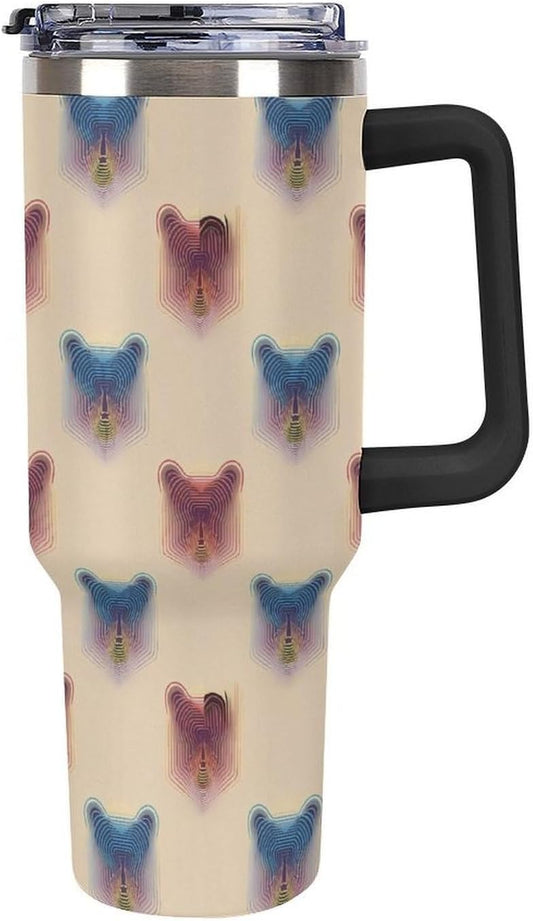 Leakproof Tumbler Vacuum Sealed Car Holder Friendly For Travel Teal And Peach Tropical Palm Leaf Pattern Water Tumbler white-style-23 - Colors B