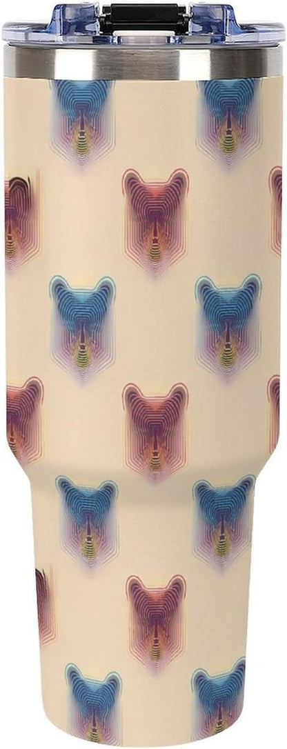 Leakproof Tumbler Vacuum Sealed Car Holder Friendly For Travel Teal And Peach Tropical Palm Leaf Pattern Water Tumbler white-style-23 - Colors B