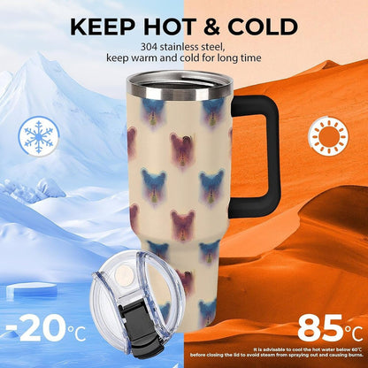 Leakproof Tumbler Vacuum Sealed Car Holder Friendly For Travel Teal And Peach Tropical Palm Leaf Pattern Water Tumbler white-style-23 - Colors B