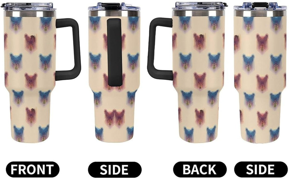 Leakproof Tumbler Vacuum Sealed Car Holder Friendly For Travel Teal And Peach Tropical Palm Leaf Pattern Water Tumbler white-style-23 - Colors B