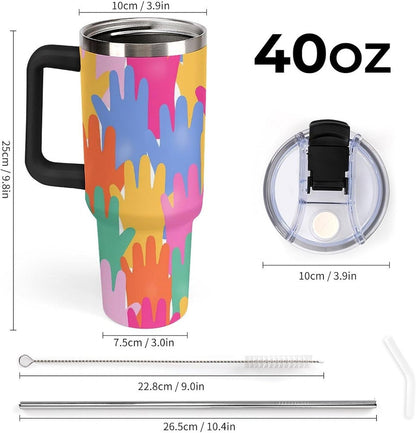 Leakproof Tumbler Vacuum Sealed Car Holder Friendly For Travel Teal And Peach Tropical Palm Leaf Pattern Water Tumbler white-style-23 - Colors B