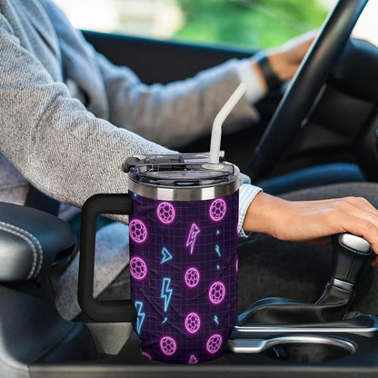 Leakproof Tumbler Vacuum Sealed Car Holder Friendly For Travel Teal And Peach Tropical Palm Leaf Pattern Water Tumbler white-style-23 - Colors B