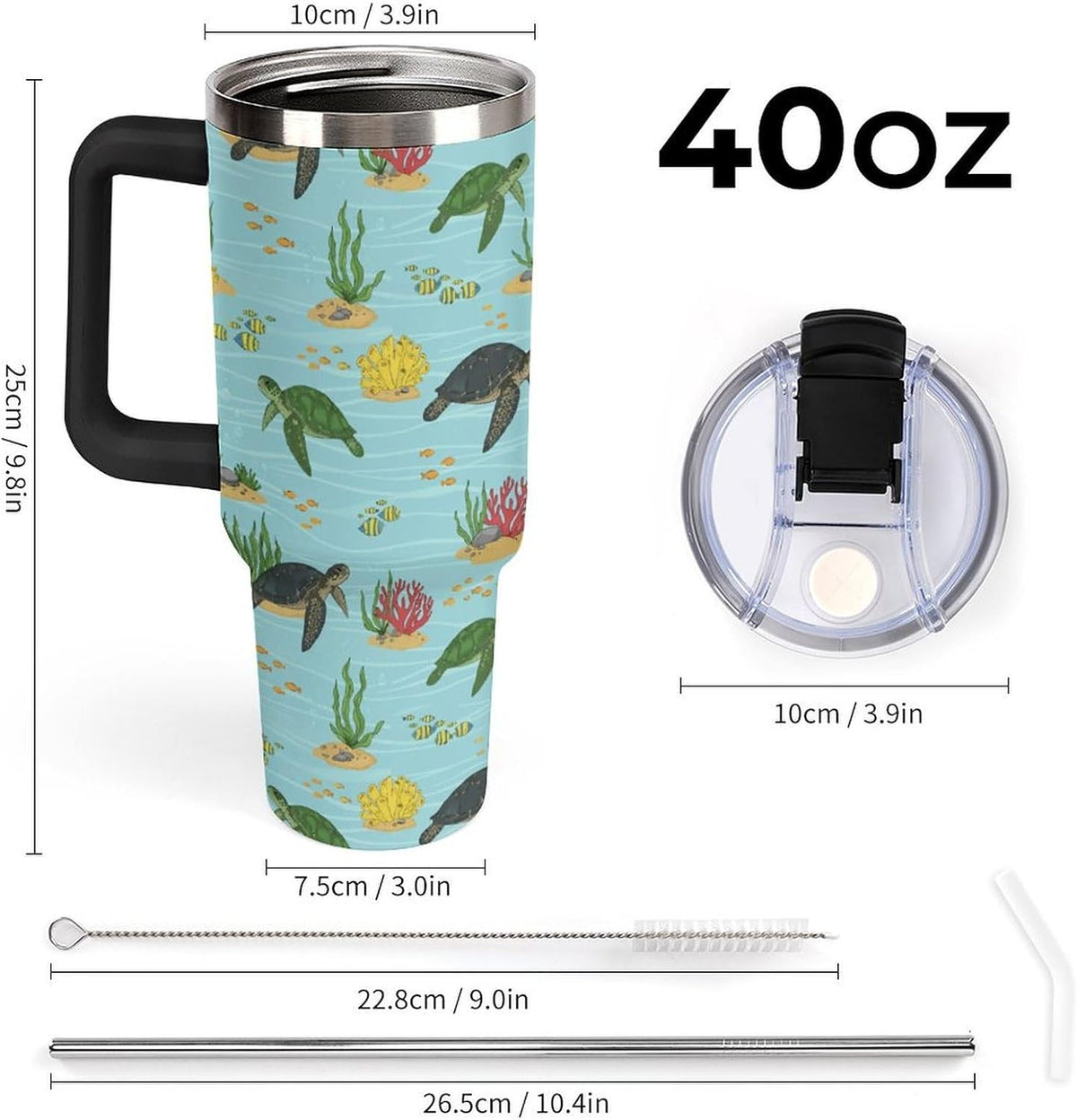 Leakproof Tumbler Vacuum Sealed Car Holder Friendly For Travel Teal And Peach Tropical Palm Leaf Pattern Water Tumbler white-style-23 - Colors B