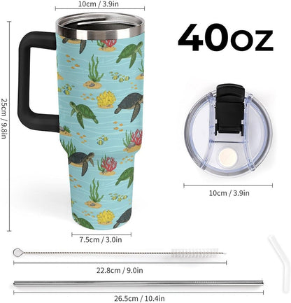 Leakproof Tumbler Vacuum Sealed Car Holder Friendly For Travel Teal And Peach Tropical Palm Leaf Pattern Water Tumbler white-style-23 - Colors B