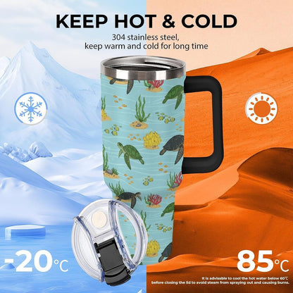 Leakproof Tumbler Vacuum Sealed Car Holder Friendly For Travel Teal And Peach Tropical Palm Leaf Pattern Water Tumbler white-style-23 - Colors B