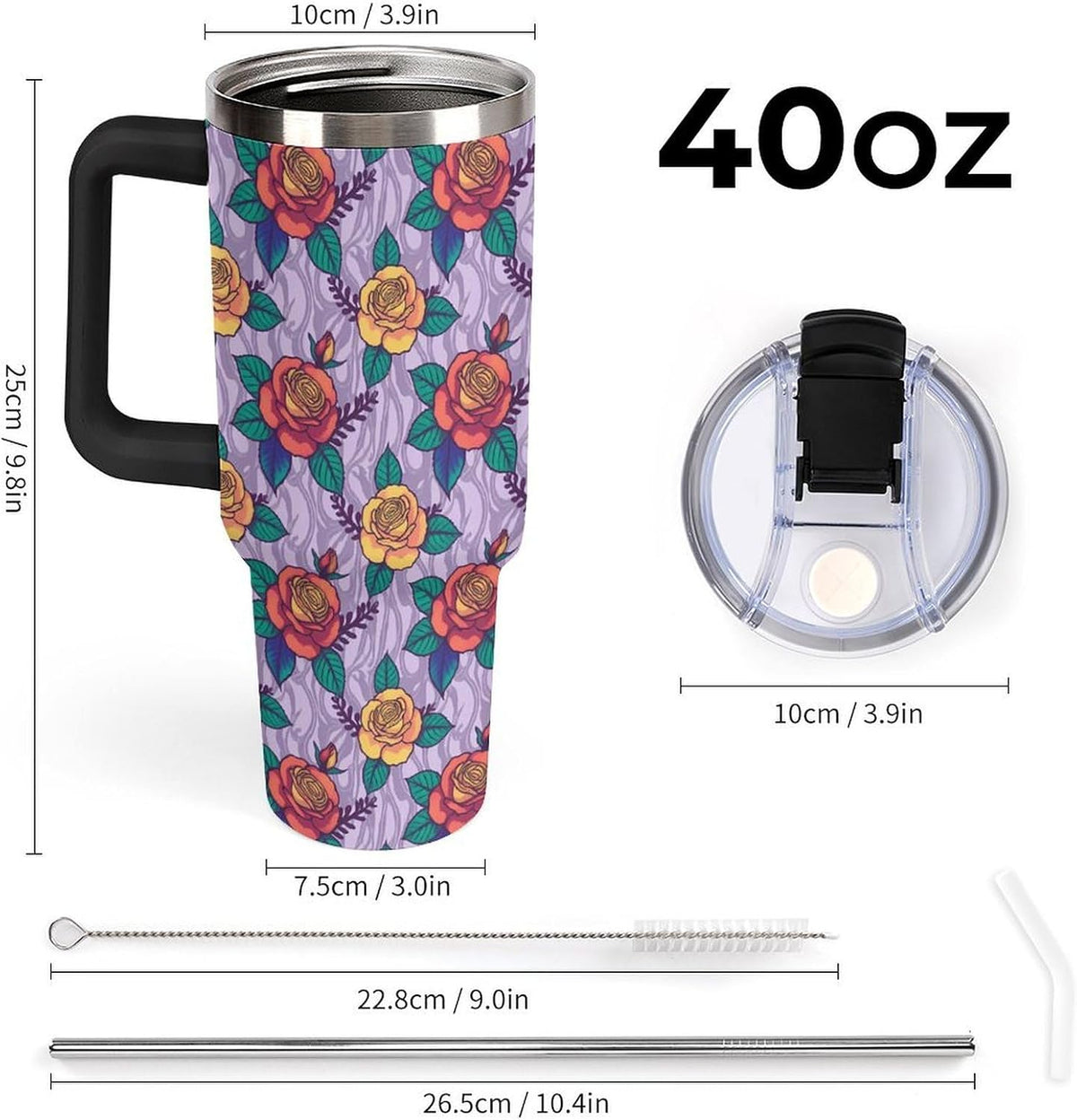 Leakproof Tumbler Vacuum Sealed Car Holder Friendly For Travel Teal And Peach Tropical Palm Leaf Pattern Water Tumbler white-style-23 - Colors B