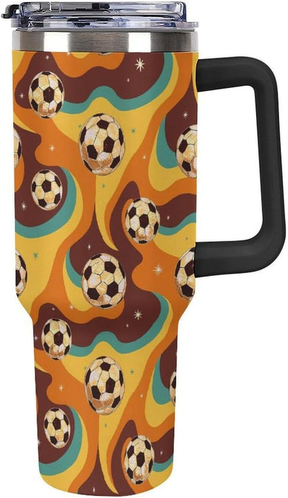 Leakproof Tumbler Vacuum Sealed Car Holder Friendly For Travel Teal And Peach Tropical Palm Leaf Pattern Water Tumbler white-style-23 - Colors B