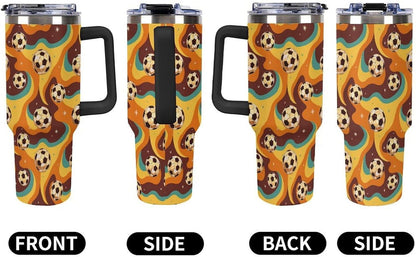 Leakproof Tumbler Vacuum Sealed Car Holder Friendly For Travel Teal And Peach Tropical Palm Leaf Pattern Water Tumbler white-style-23 - Colors B