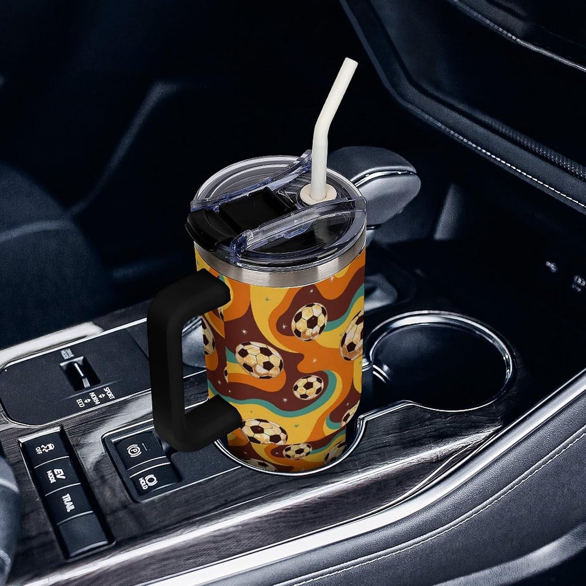 Leakproof Tumbler Vacuum Sealed Car Holder Friendly For Travel Teal And Peach Tropical Palm Leaf Pattern Water Tumbler white-style-23 - Colors B
