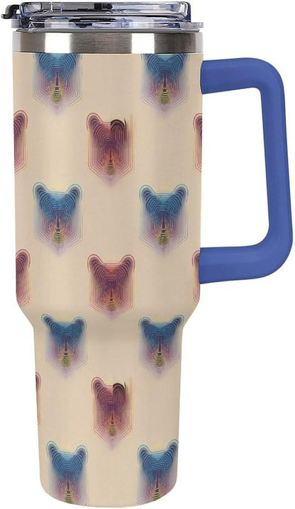 Leakproof Tumbler Vacuum Sealed Car Holder Friendly For Travel Teal And Peach Tropical Palm Leaf Pattern Water Tumbler white-style-23 - Colors B