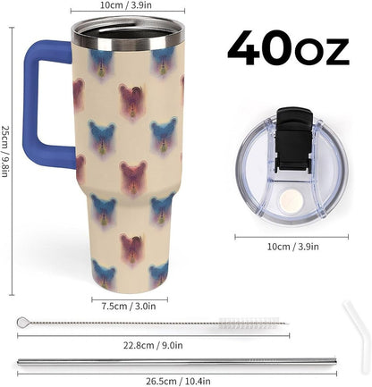 Leakproof Tumbler Vacuum Sealed Car Holder Friendly For Travel Teal And Peach Tropical Palm Leaf Pattern Water Tumbler white-style-23 - Colors B