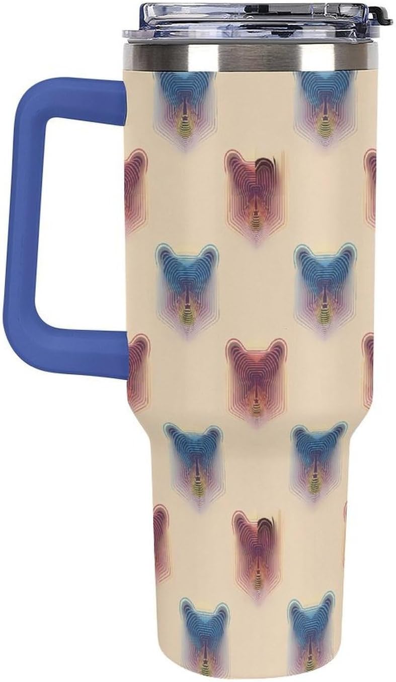 Leakproof Tumbler Vacuum Sealed Car Holder Friendly For Travel Teal And Peach Tropical Palm Leaf Pattern Water Tumbler white-style-23 - Colors B