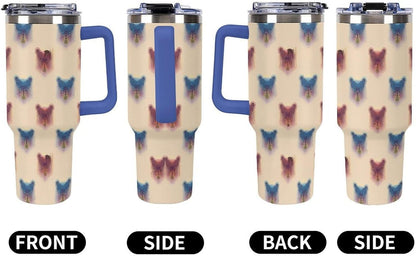 Leakproof Tumbler Vacuum Sealed Car Holder Friendly For Travel Teal And Peach Tropical Palm Leaf Pattern Water Tumbler white-style-23 - Colors B