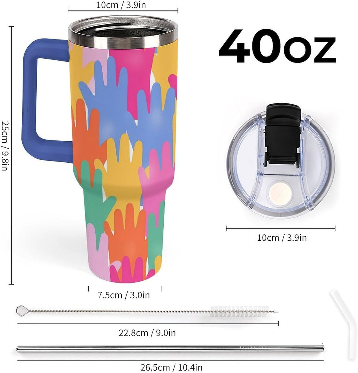 Leakproof Tumbler Vacuum Sealed Car Holder Friendly For Travel Teal And Peach Tropical Palm Leaf Pattern Water Tumbler white-style-23 - Colors B