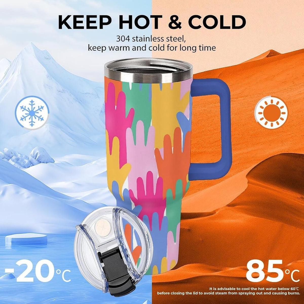 Leakproof Tumbler Vacuum Sealed Car Holder Friendly For Travel Teal And Peach Tropical Palm Leaf Pattern Water Tumbler white-style-23 - Colors B