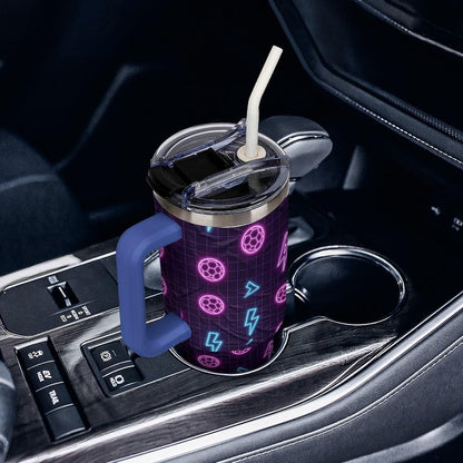 Leakproof Tumbler Vacuum Sealed Car Holder Friendly For Travel Teal And Peach Tropical Palm Leaf Pattern Water Tumbler white-style-23 - Colors B