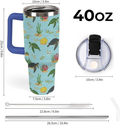Leakproof Tumbler Vacuum Sealed Car Holder Friendly For Travel Teal And Peach Tropical Palm Leaf Pattern Water Tumbler white-style-23 - Colors B