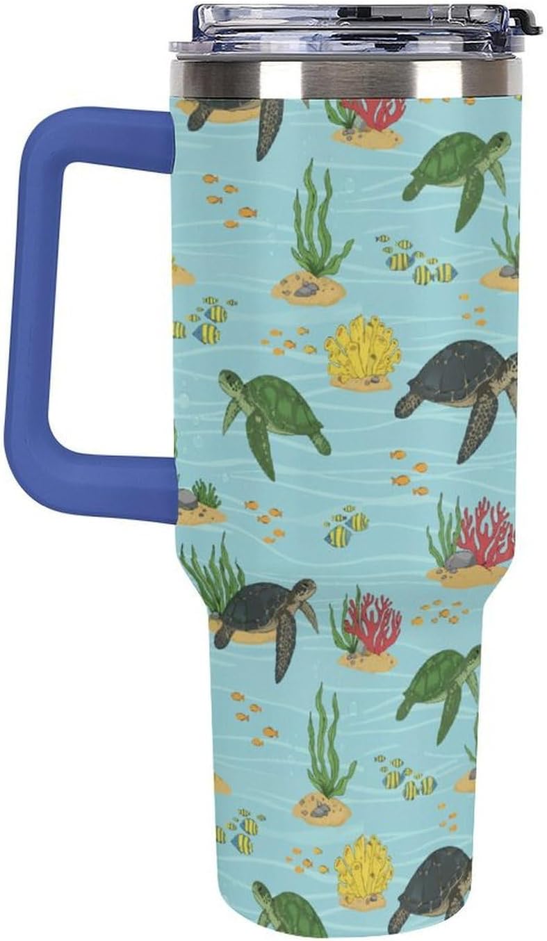 Leakproof Tumbler Vacuum Sealed Car Holder Friendly For Travel Teal And Peach Tropical Palm Leaf Pattern Water Tumbler white-style-23 - Colors B