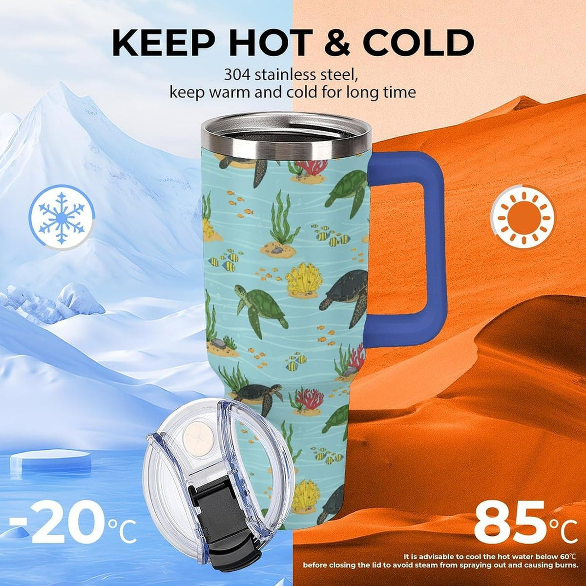 Leakproof Tumbler Vacuum Sealed Car Holder Friendly For Travel Teal And Peach Tropical Palm Leaf Pattern Water Tumbler white-style-23 - Colors B