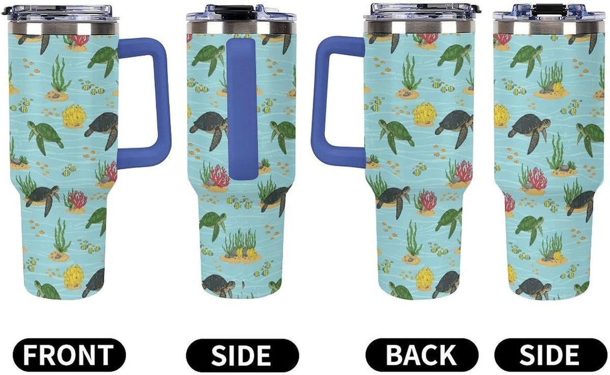 Leakproof Tumbler Vacuum Sealed Car Holder Friendly For Travel Teal And Peach Tropical Palm Leaf Pattern Water Tumbler white-style-23 - Colors B