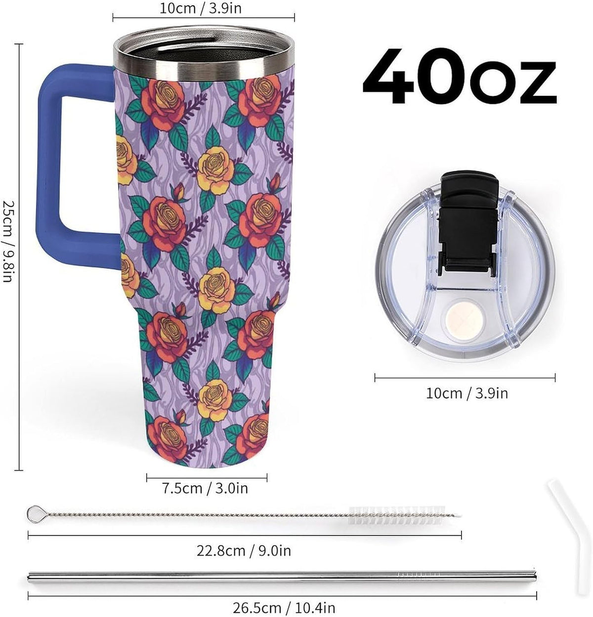 Leakproof Tumbler Vacuum Sealed Car Holder Friendly For Travel Teal And Peach Tropical Palm Leaf Pattern Water Tumbler white-style-23 - Colors B
