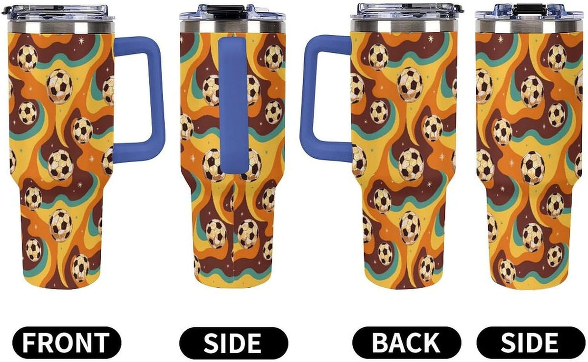 Leakproof Tumbler Vacuum Sealed Car Holder Friendly For Travel Teal And Peach Tropical Palm Leaf Pattern Water Tumbler white-style-23 - Colors B