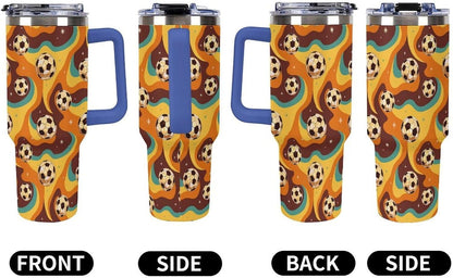 Leakproof Tumbler Vacuum Sealed Car Holder Friendly For Travel Teal And Peach Tropical Palm Leaf Pattern Water Tumbler white-style-23 - Colors B