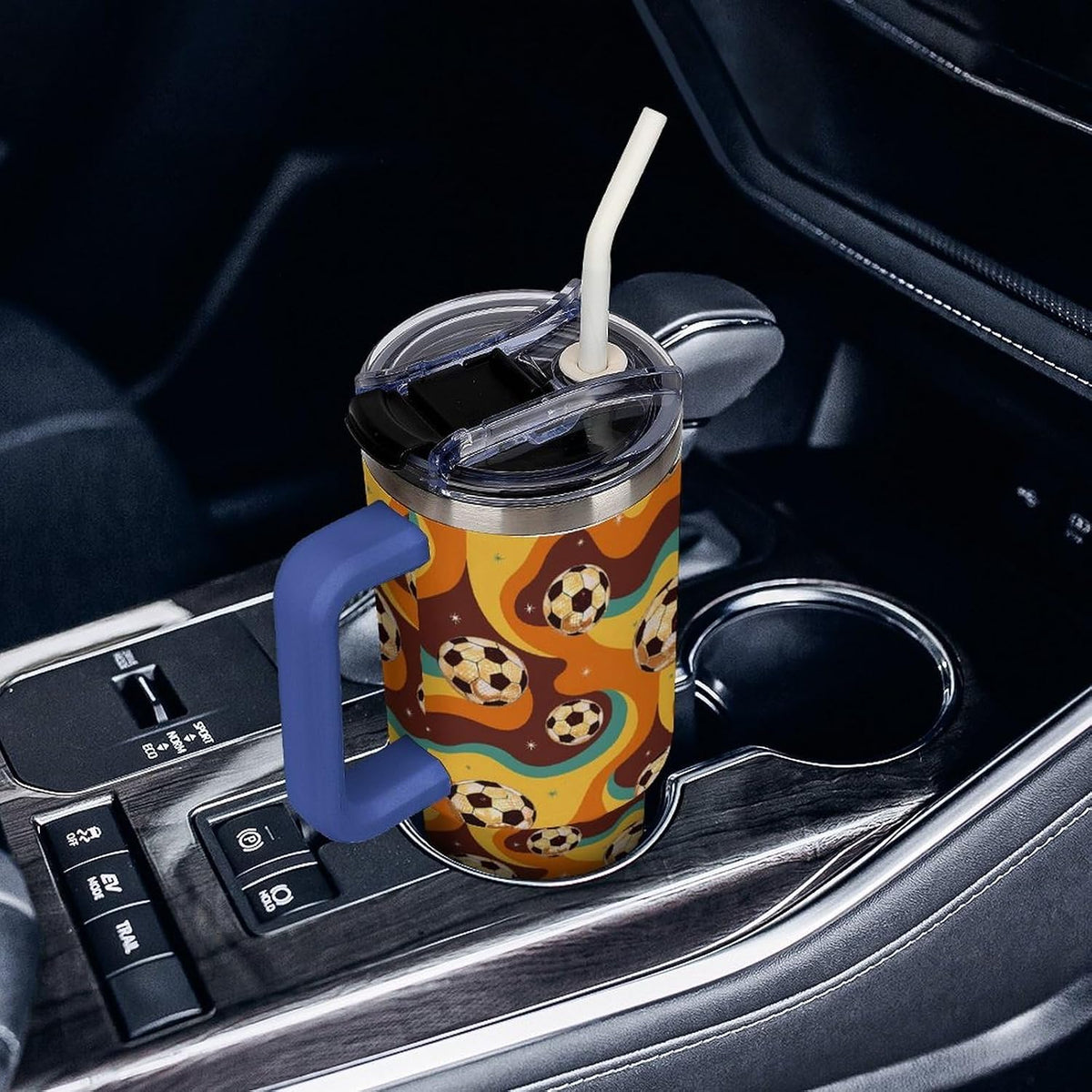 Leakproof Tumbler Vacuum Sealed Car Holder Friendly For Travel Teal And Peach Tropical Palm Leaf Pattern Water Tumbler white-style-23 - Colors B