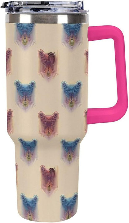 Leakproof Tumbler Vacuum Sealed Car Holder Friendly For Travel Teal And Peach Tropical Palm Leaf Pattern Water Tumbler white-style-23 - Colors B