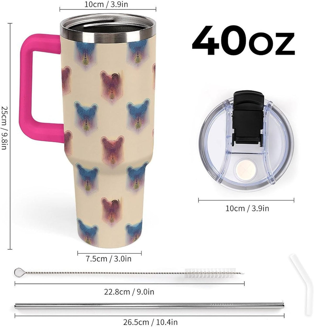 Leakproof Tumbler Vacuum Sealed Car Holder Friendly For Travel Teal And Peach Tropical Palm Leaf Pattern Water Tumbler white-style-23 - Colors B