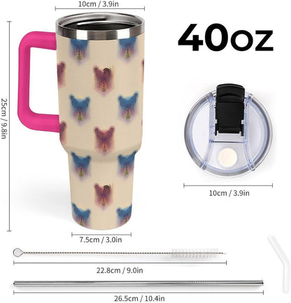 Leakproof Tumbler Vacuum Sealed Car Holder Friendly For Travel Teal And Peach Tropical Palm Leaf Pattern Water Tumbler white-style-23 - Colors B
