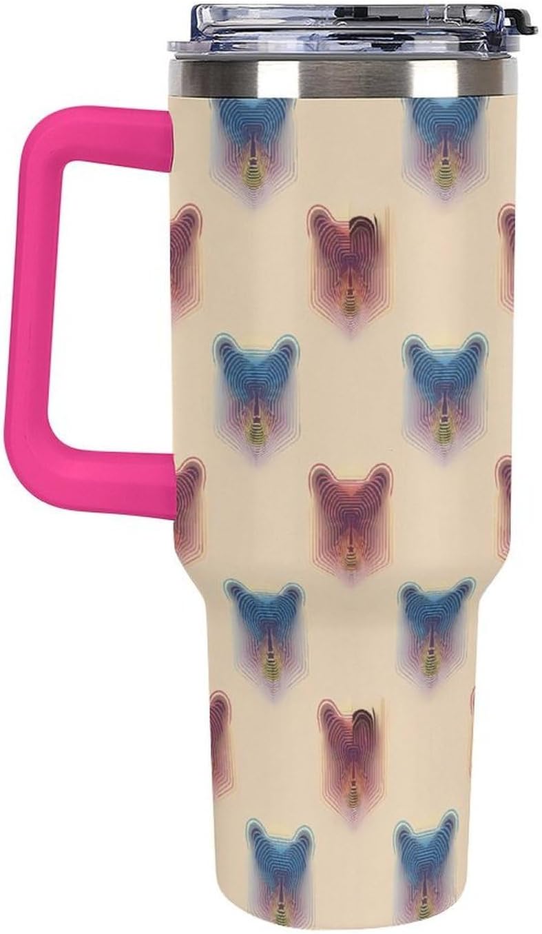 Leakproof Tumbler Vacuum Sealed Car Holder Friendly For Travel Teal And Peach Tropical Palm Leaf Pattern Water Tumbler white-style-23 - Colors B