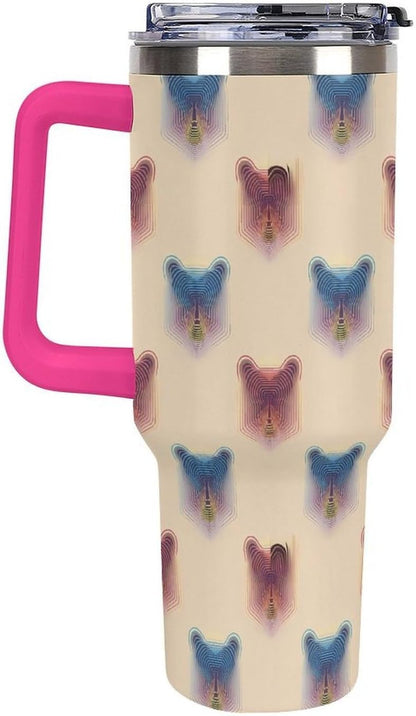 Leakproof Tumbler Vacuum Sealed Car Holder Friendly For Travel Teal And Peach Tropical Palm Leaf Pattern Water Tumbler white-style-23 - Colors B