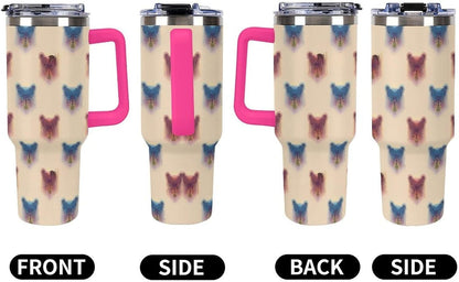 Leakproof Tumbler Vacuum Sealed Car Holder Friendly For Travel Teal And Peach Tropical Palm Leaf Pattern Water Tumbler white-style-23 - Colors B