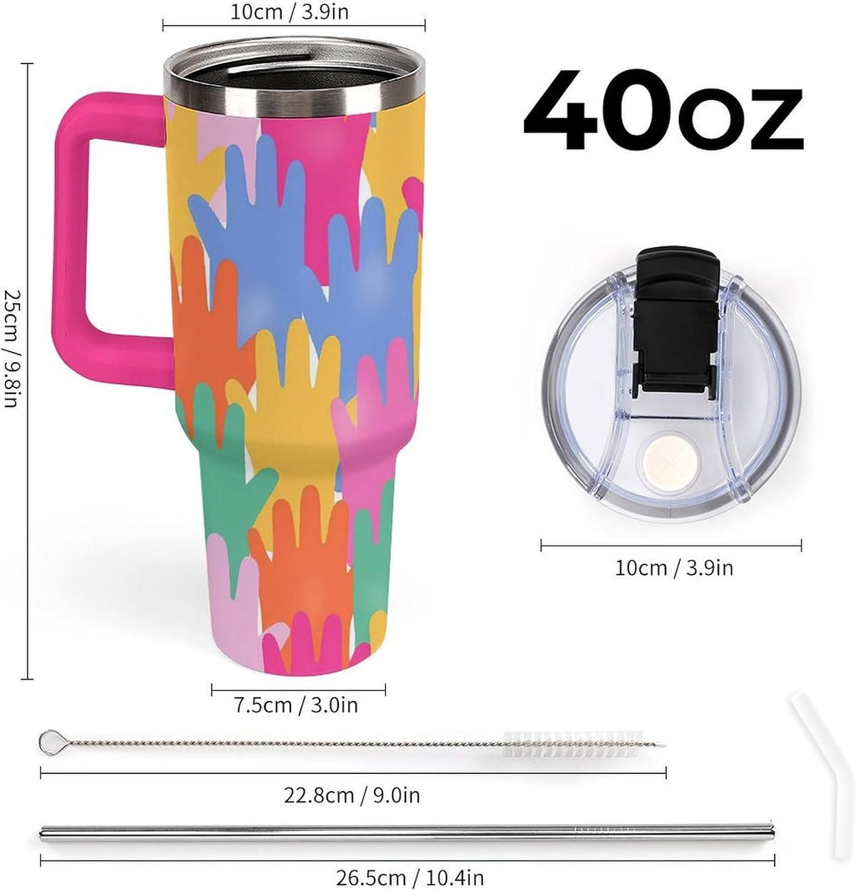 Leakproof Tumbler Vacuum Sealed Car Holder Friendly For Travel Teal And Peach Tropical Palm Leaf Pattern Water Tumbler white-style-23 - Colors B