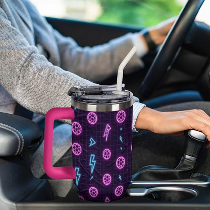 Leakproof Tumbler Vacuum Sealed Car Holder Friendly For Travel Teal And Peach Tropical Palm Leaf Pattern Water Tumbler white-style-23 - Colors B
