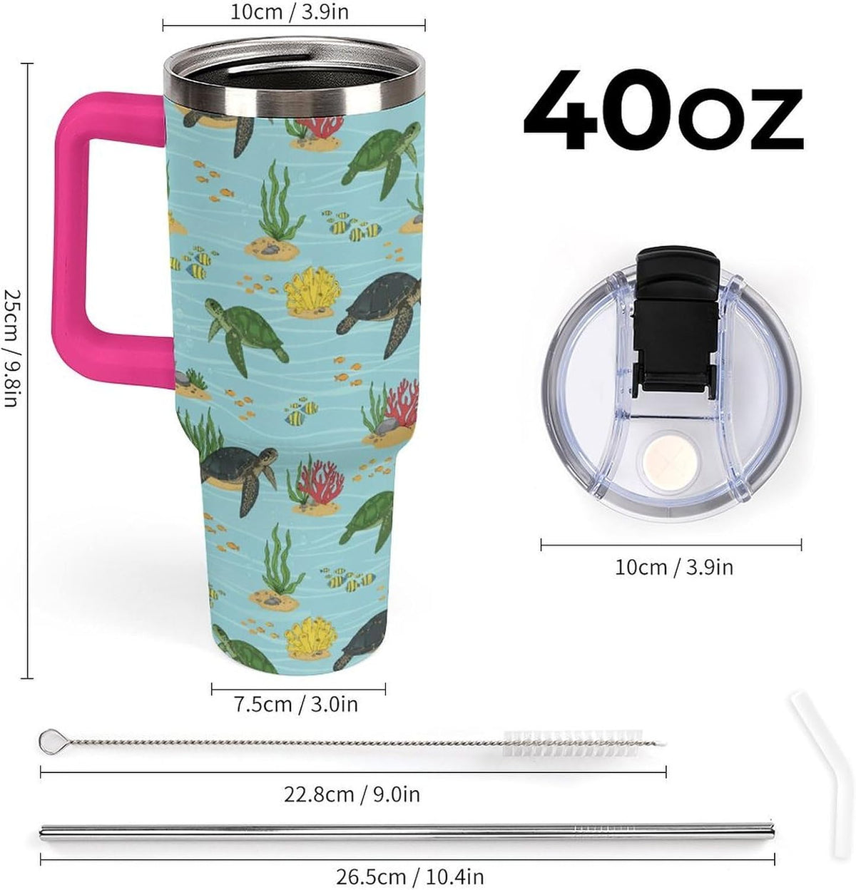 Leakproof Tumbler Vacuum Sealed Car Holder Friendly For Travel Teal And Peach Tropical Palm Leaf Pattern Water Tumbler white-style-23 - Colors B