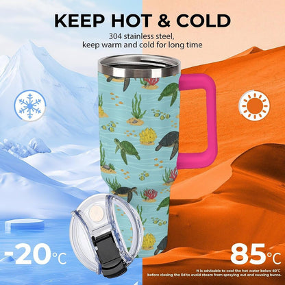 Leakproof Tumbler Vacuum Sealed Car Holder Friendly For Travel Teal And Peach Tropical Palm Leaf Pattern Water Tumbler white-style-23 - Colors B