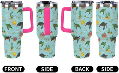 Leakproof Tumbler Vacuum Sealed Car Holder Friendly For Travel Teal And Peach Tropical Palm Leaf Pattern Water Tumbler white-style-23 - Colors B