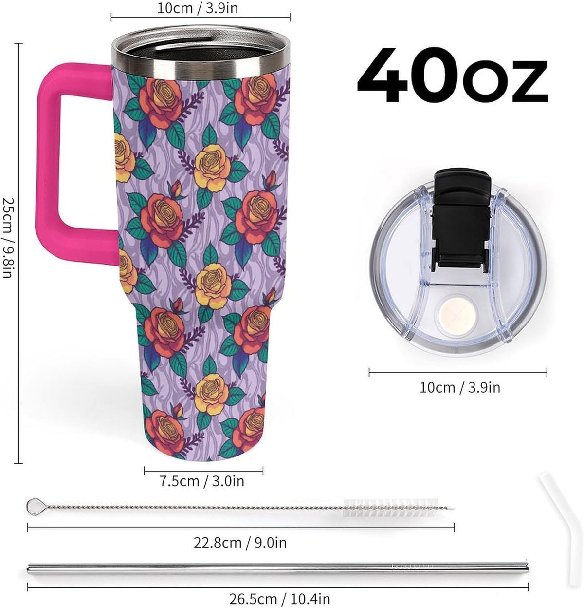 Leakproof Tumbler Vacuum Sealed Car Holder Friendly For Travel Teal And Peach Tropical Palm Leaf Pattern Water Tumbler white-style-23 - Colors B