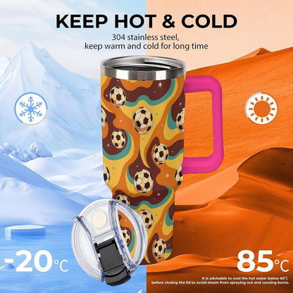 Leakproof Tumbler Vacuum Sealed Car Holder Friendly For Travel Teal And Peach Tropical Palm Leaf Pattern Water Tumbler white-style-23 - Colors B