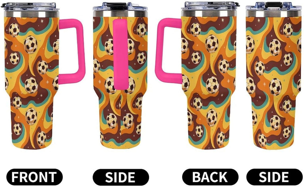 Leakproof Tumbler Vacuum Sealed Car Holder Friendly For Travel Teal And Peach Tropical Palm Leaf Pattern Water Tumbler white-style-23 - Colors B