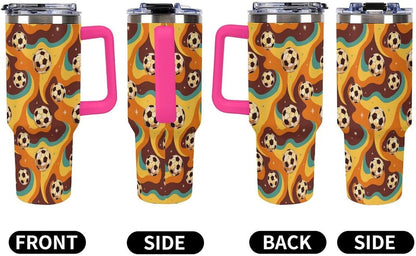 Leakproof Tumbler Vacuum Sealed Car Holder Friendly For Travel Teal And Peach Tropical Palm Leaf Pattern Water Tumbler white-style-23 - Colors B